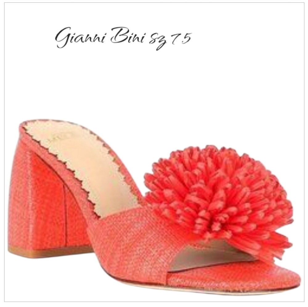 New Antonio Melani Coral Raffia Flower Slide Sandals 7.5